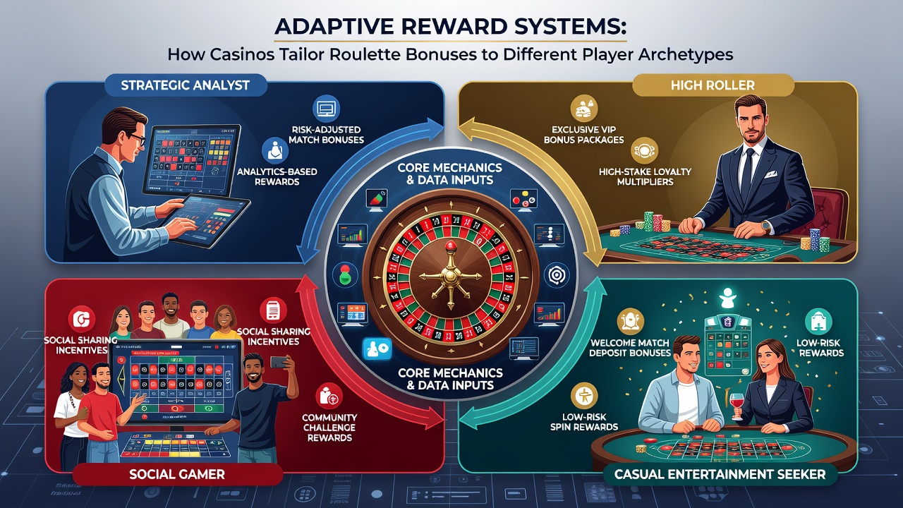 Illustration of segmented roulette player groups receiving customized bonus offers