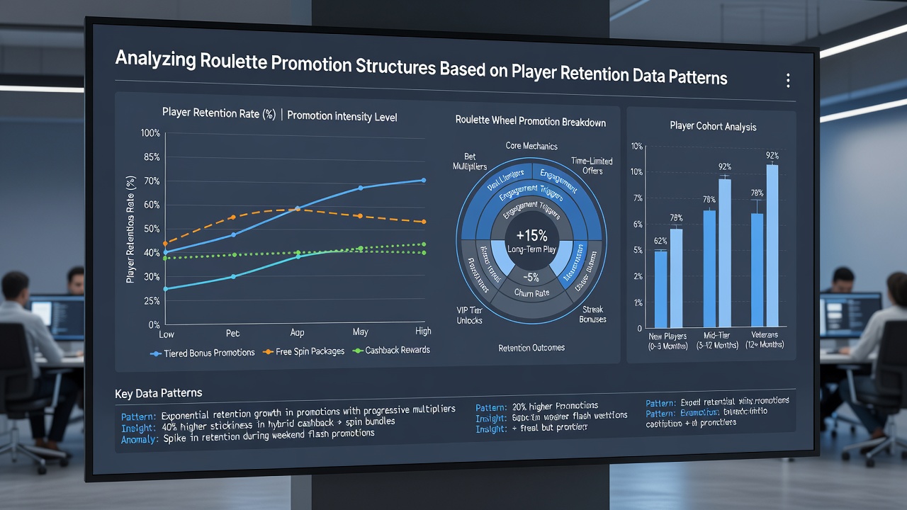Infographic comparing retention curves for different roulette bonus structures over six months