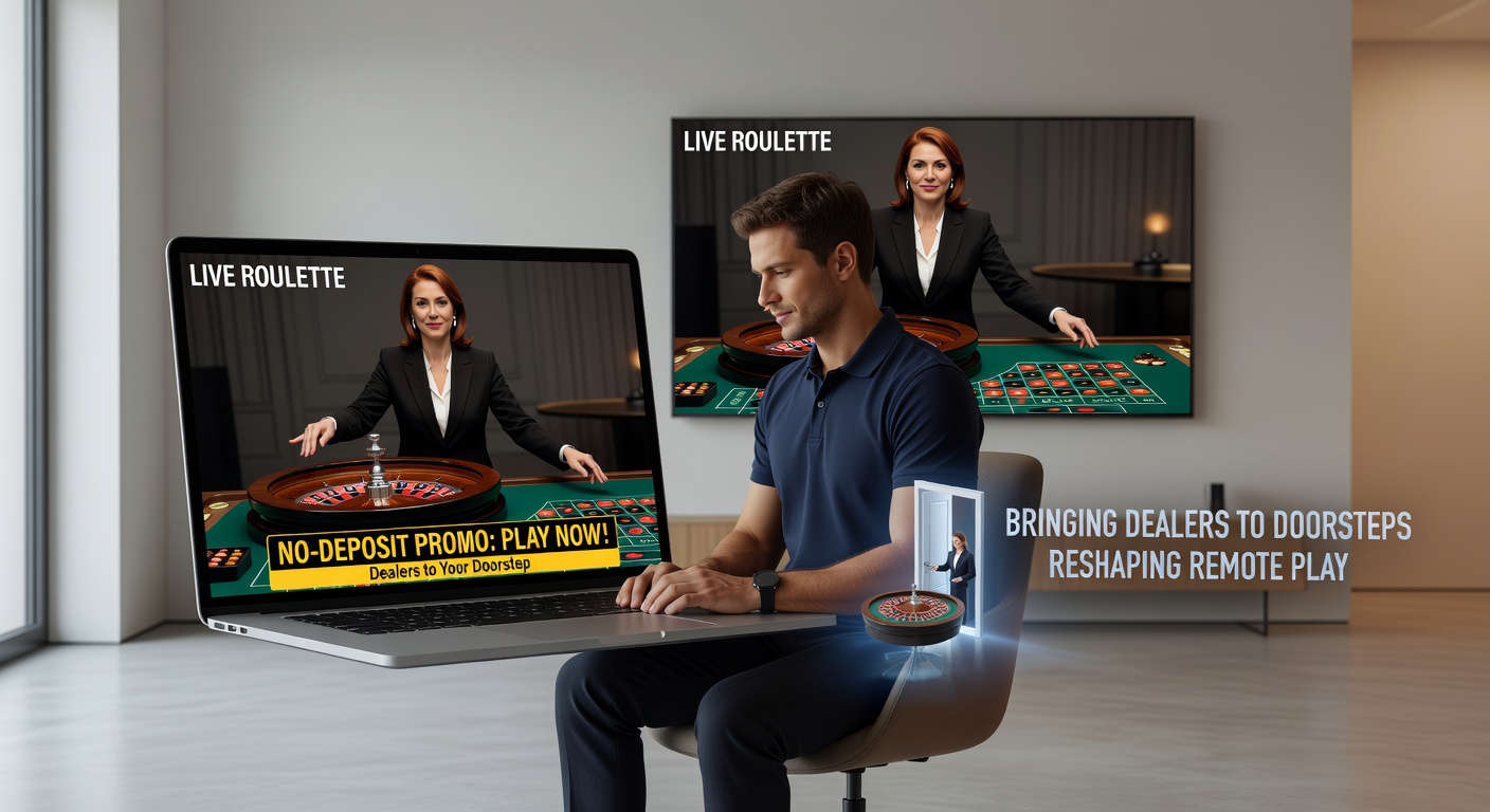 Players on mobile devices accessing a no-deposit live roulette promotion, showing a dealer at a table with bonus chips displayed on screen amid a cozy home setting