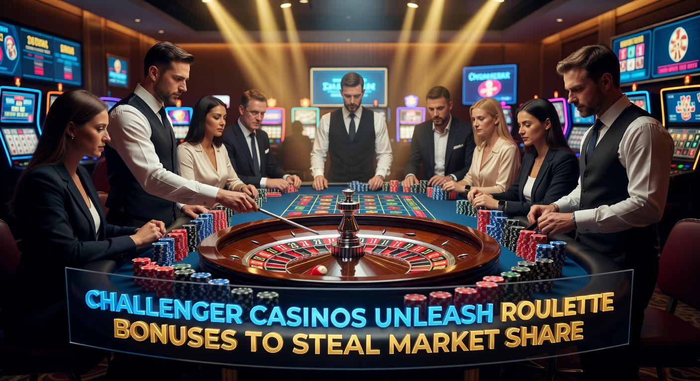Vibrant roulette wheel spinning under casino lights, symbolizing high-stakes competition among challenger platforms