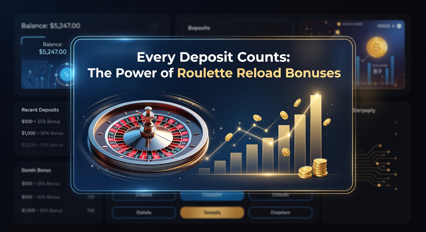 Player's screen showing active reload bonus activation on a digital roulette table, with deposit confirmation and bonus funds highlighted