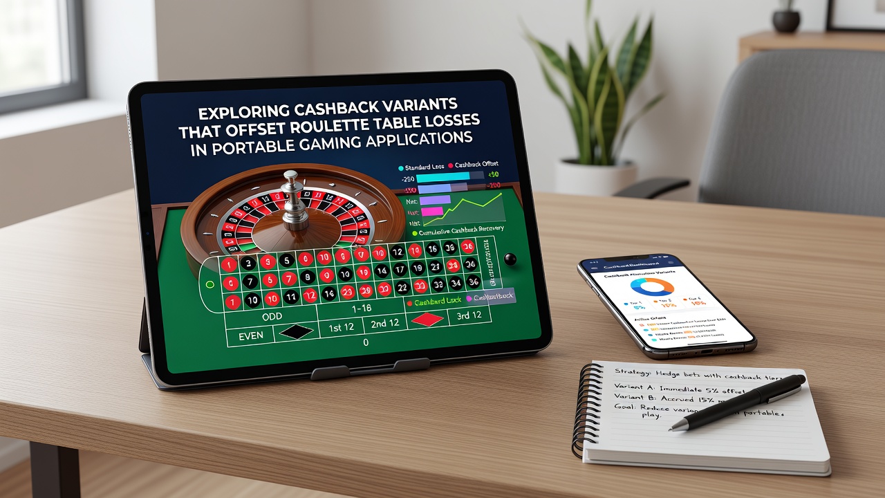 Close-up of a tablet screen showing roulette wheel and cashback balance update in a gaming app