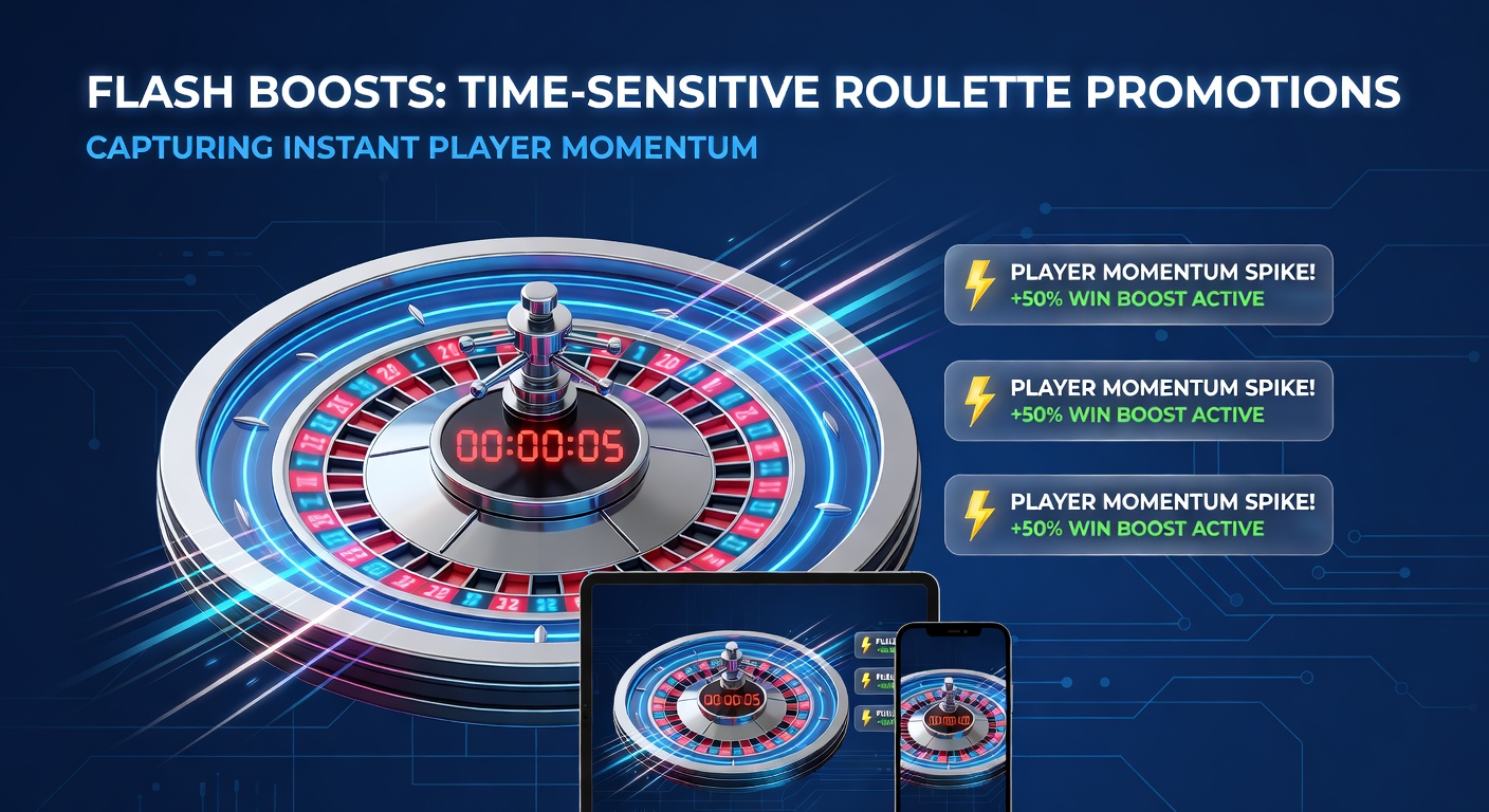 Dynamic roulette wheel illuminated by flashing boost promotion graphics, symbolizing time-sensitive player excitement