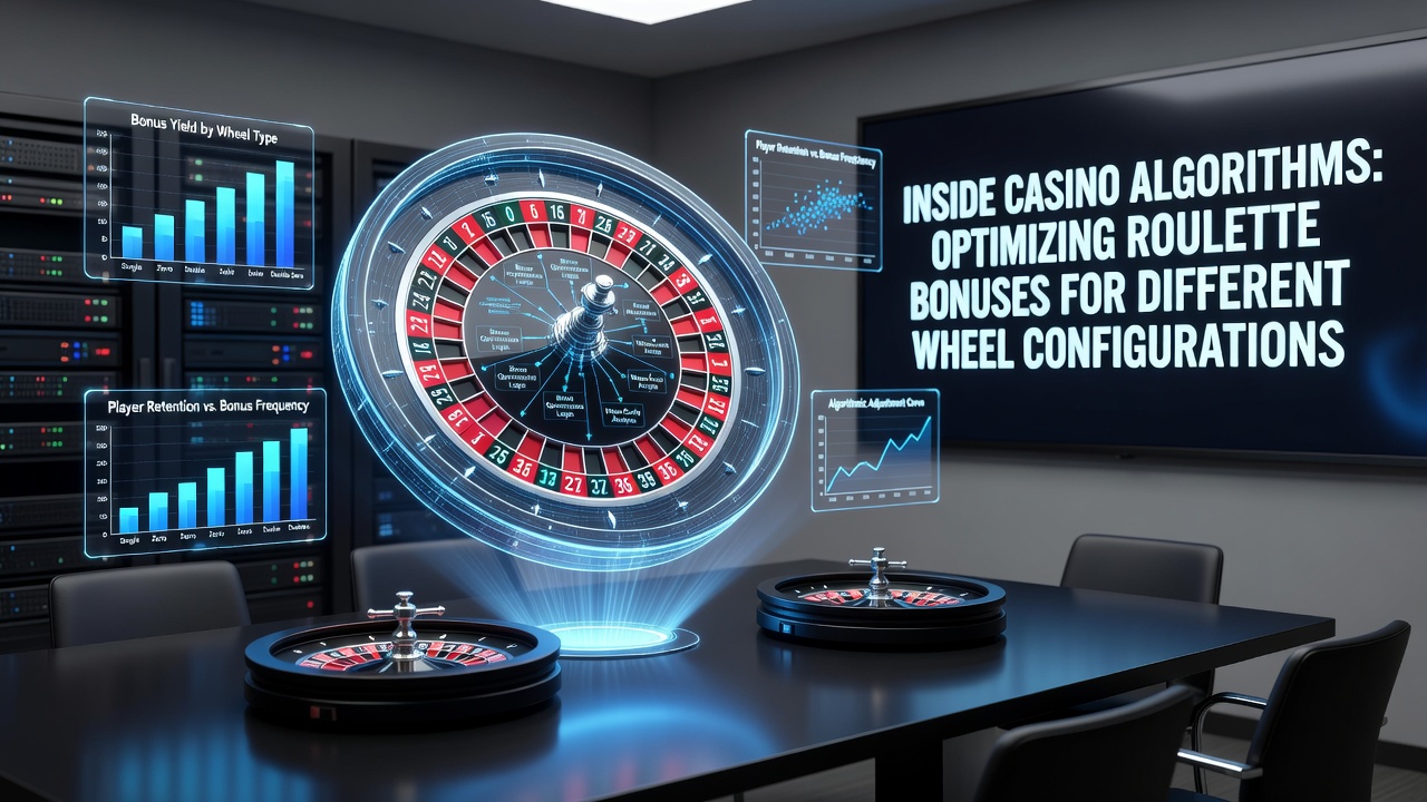 Diagram showing roulette wheel configurations with algorithmic bonus adjustments overlaid on American, European, and French wheel layouts