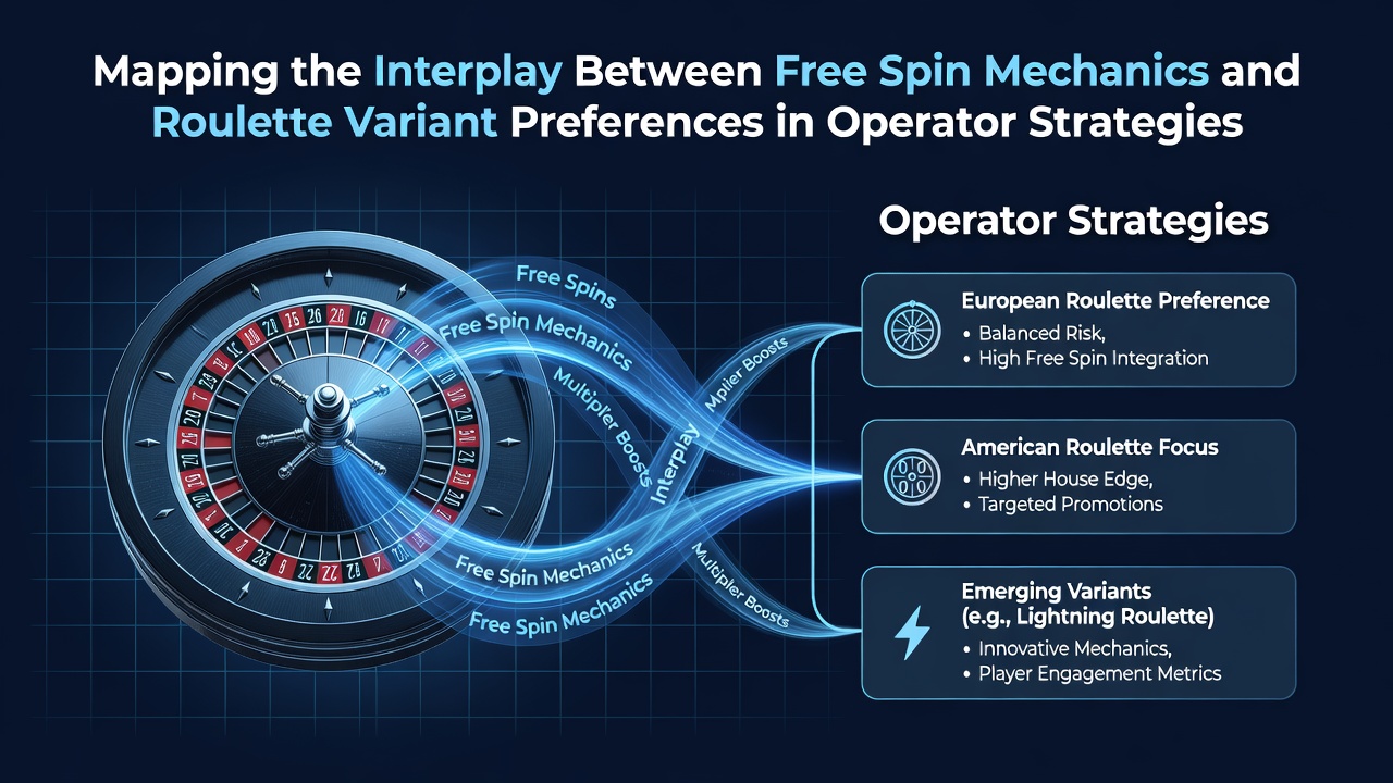 Diagram showing free spin mechanics integrated with roulette wheel variants in casino platforms