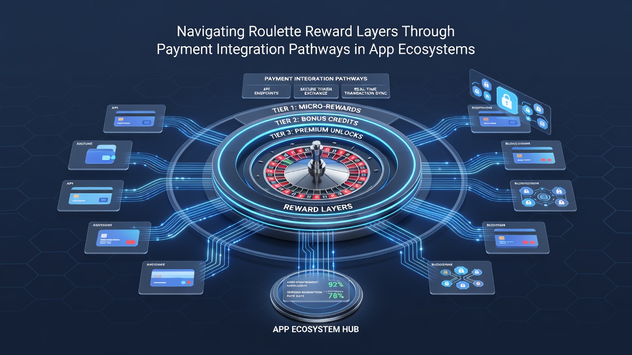 Diagram showing secure payment integrations linking user deposits to roulette reward tiers in app environments
