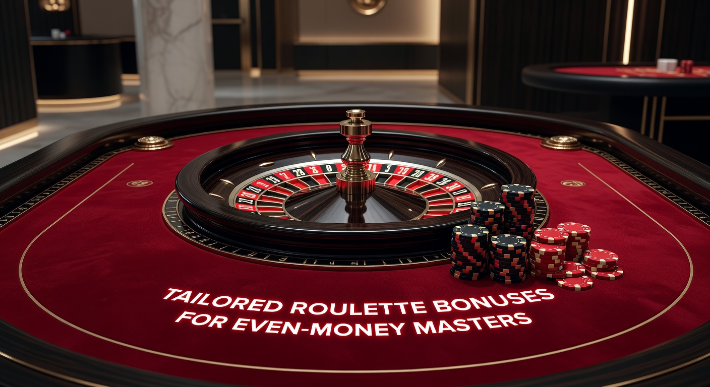A vibrant roulette wheel spinning with red and black pockets illuminated, symbolizing even-money bets in action