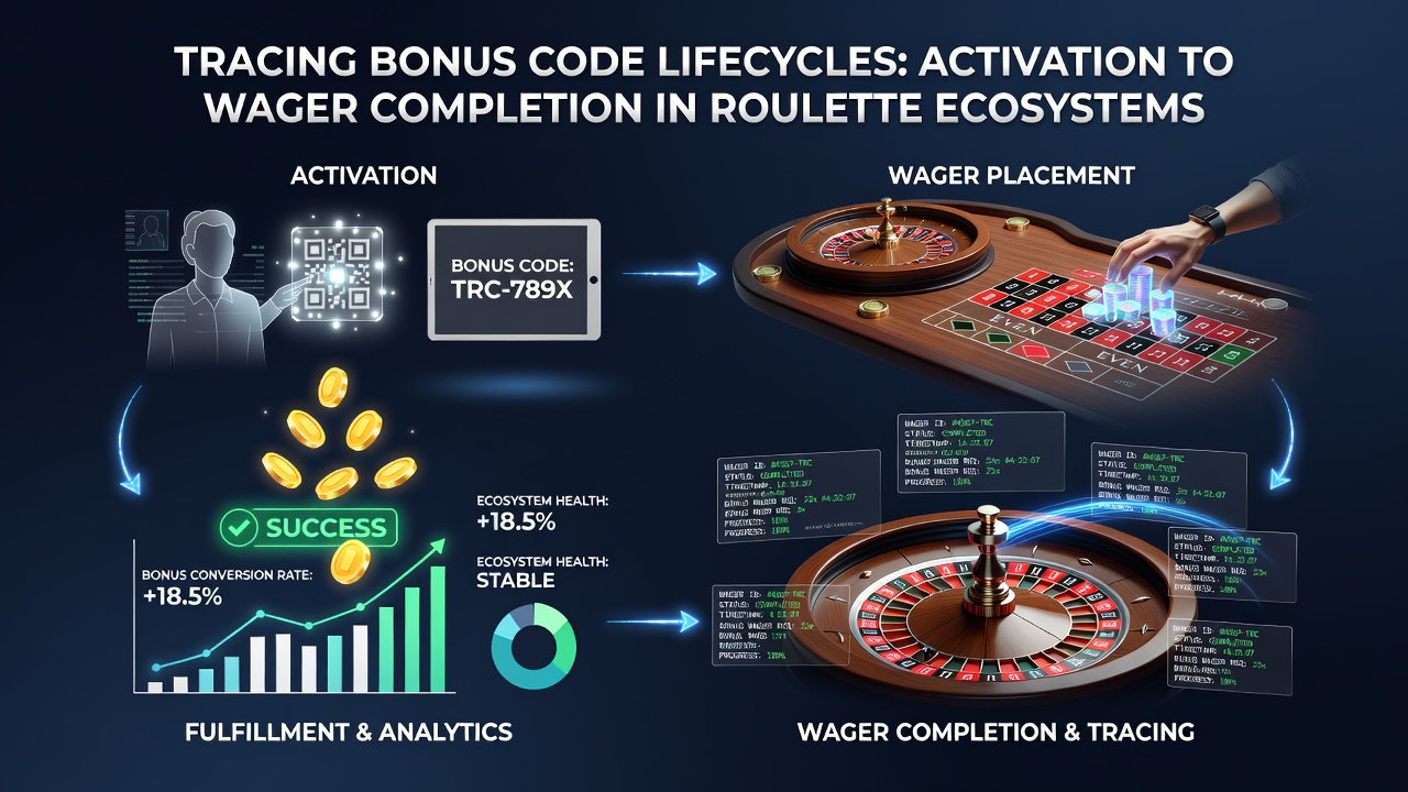 Diagram showing the stages of a roulette bonus code lifecycle from activation to wager completion